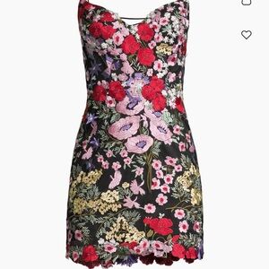 Mac Duggal Multicolor Floral Embroidered Dress